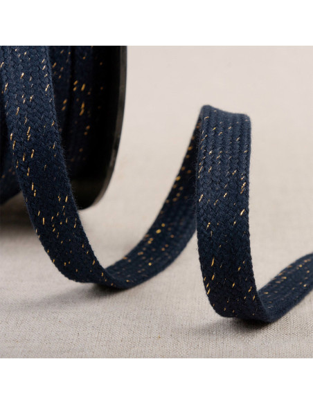 Flaches geflochtenes Lurex-Band - Marineblau und Gold