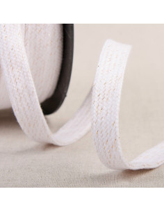 Flaches geflochtenes Lurex-Band - Weiß und Gold