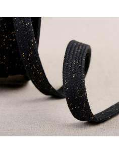 Flaches geflochtenes Lurex-Band - Schwarz und Gold