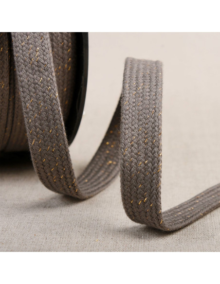 Flaches geflochtenes Lurex-Band - Grau und Gold