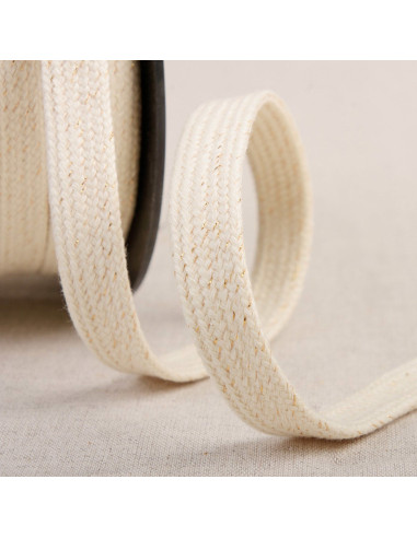 Flaches geflochtenes Lurex-Band - Ecru