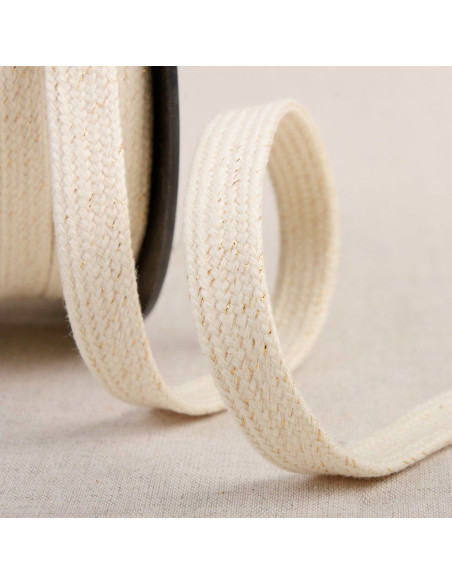 Flaches geflochtenes Lurex-Band - Ecru