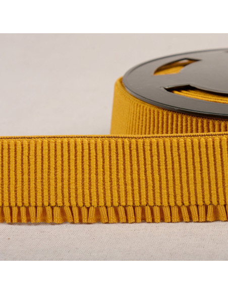 Elastischer Rippstrickbund für Rock - Senfgelb