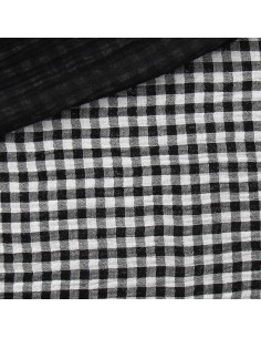 Gekreppter Doppelgaze-Stoff Vichy - Schwarz und gebrochenes Weiß 2