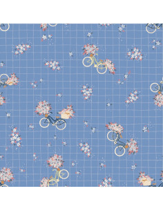Baumwollsatin-Stoff Fahrrad blau - Lise Tailor 2
