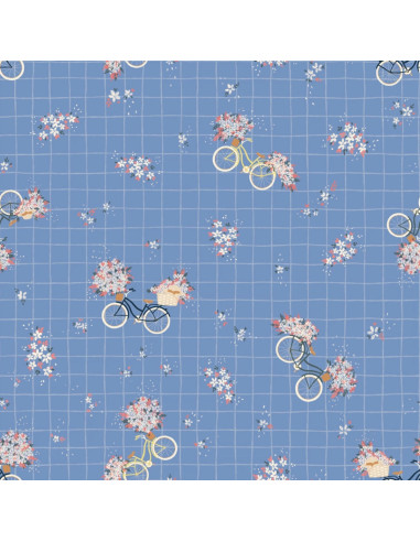 Baumwollsatin-Stoff Fahrrad blau - Lise Tailor