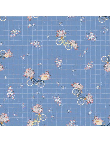 Baumwollsatin-Stoff Fahrrad blau - Lise Tailor