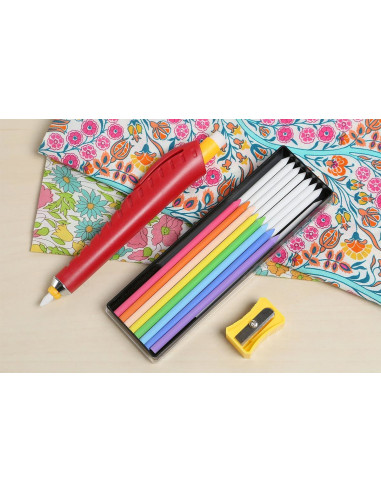 Kreidestift mit Minen + Kreiden + Anspitzer