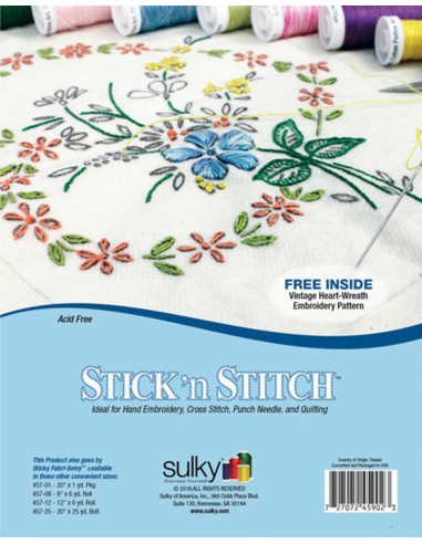 Set mit 12 wasserlöslichen, klebenden und bedruckbaren A4-Blättern Stick N Stitch Sulky