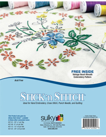 Set mit 12 wasserlöslichen, klebenden und bedruckbaren A4-Blättern Stick N Stitch Sulky