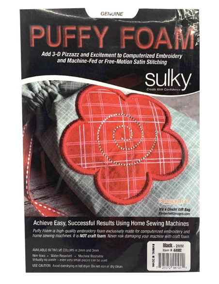 3er-Pack 3D Puffy Moosgummi 2 mm für Stickerei - Schwarz