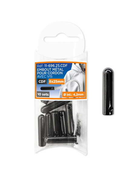 Set mit 10 Metallendkappen für Kordeln mit Schraube - Gewehrlauf