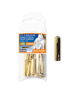 Set mit 10 Metallendkappen für Schnüre mit Schraube - Gold