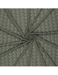 Elastischer Stoff mit englischer Stickerei - Dunkelkhaki