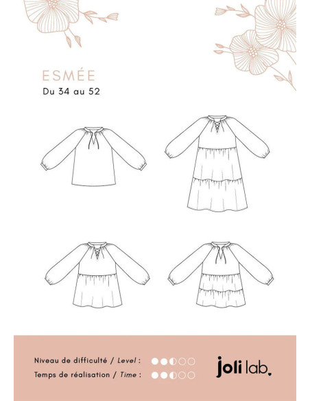 Blusenschnittmuster, Kleid Esmée - Joli Lab