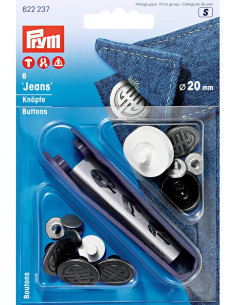 Schachtel mit 6 Jeansknöpfen 20mm