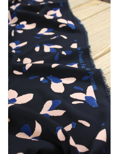 Viskose-Popeline-Stoff Pétali Marineblau - Églantine & Zoé