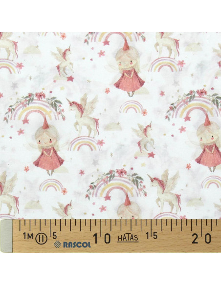 Baumwoll-Popeline-Stoff - Linette weiß und rosa