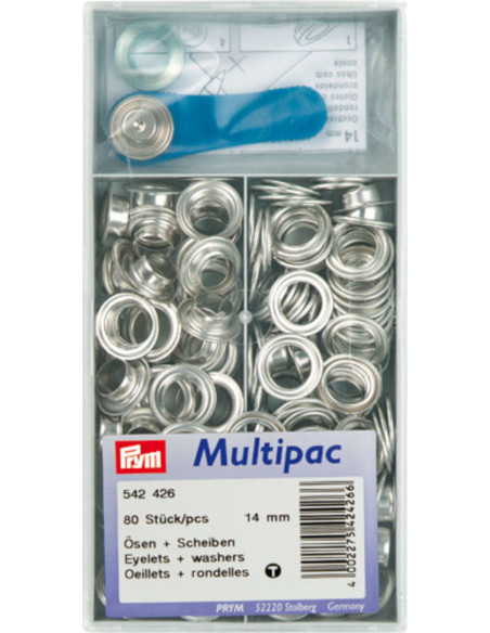 Multipack mit 80 Ösen mit Unterlegscheiben 14 mm - Silber
