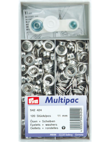 Multipack mit 120 Ösen mit Unterlegscheiben 11 mm - Silber