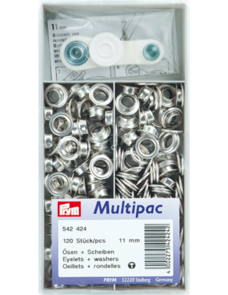 Multipack mit 120 Ösen mit Unterlegscheiben 11 mm - Silber