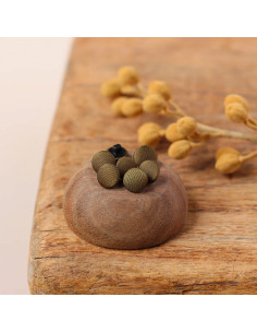 Satinüberzogener Knopf auf Stiel 10 mm - Oliv