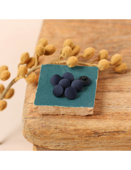 Satinüberzogener Knopf auf Fuß 10 mm - Denim