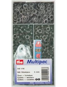 Multipack mit 500 Ösen und Unterlegscheiben 5 mm - Schwarz