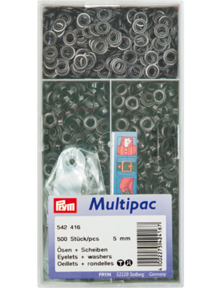 Multipack mit 500 Ösen und Unterlegscheiben 5 mm - Schwarz