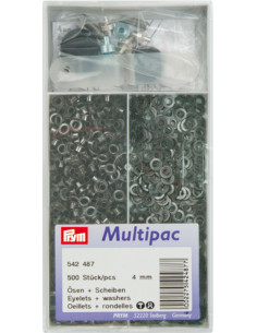 Multipack mit 500 Ösen mit Unterlegscheiben 4 mm - Schwarz