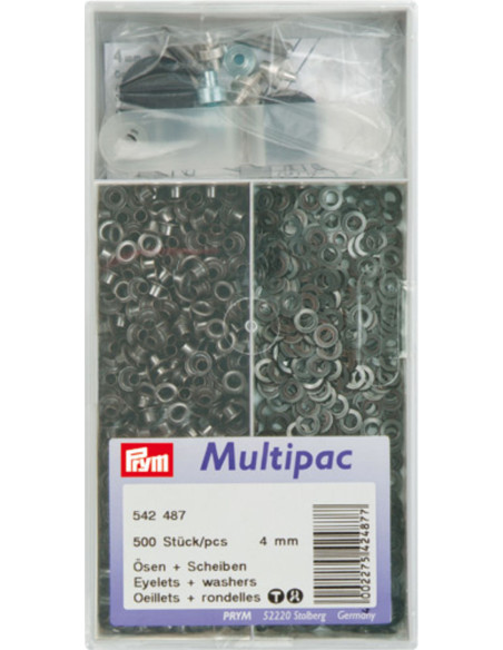 Multipack mit 500 Ösen mit Unterlegscheiben 4 mm - Schwarz