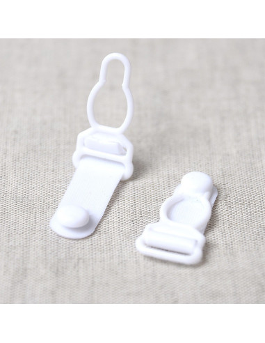 Set aus 4 Strumpfhalterclips aus Kunststoff - Weiß