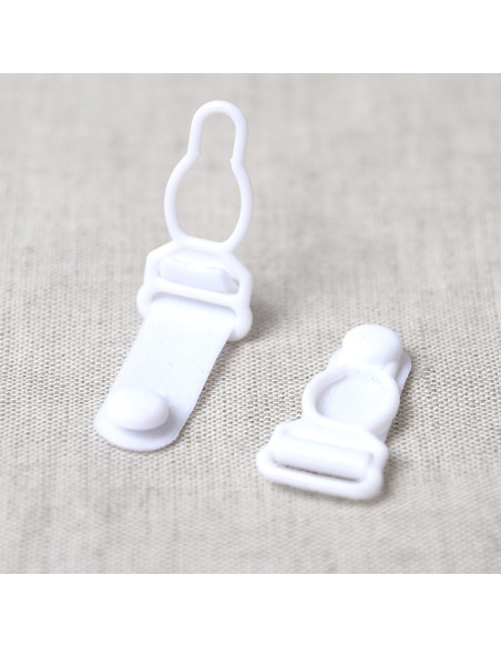 Set aus 4 Strumpfhalterclips aus Kunststoff - Weiß