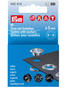 Nachfüllpackung mit 80 Ösen und Unterlegscheiben 5 mm - Silber