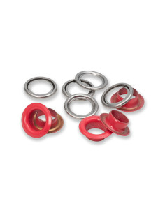 Schachtel mit 15 Ösen mit Unterlegscheiben 11 mm - Rot