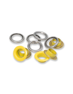 Schachtel mit 15 Ösen mit Unterlegscheiben 11 mm - Gelb