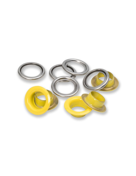 Schachtel mit 15 Ösen mit Unterlegscheiben 11 mm - Gelb