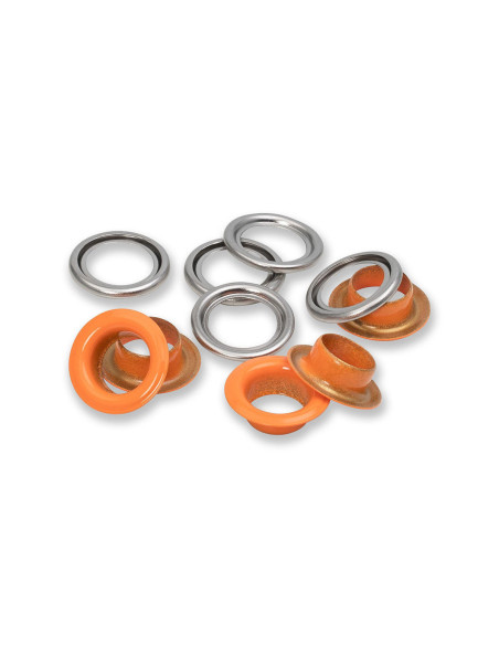 Box mit 15 Ösen mit Unterlegscheiben 11 mm - Orange