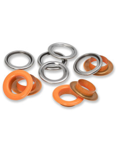 Box mit 15 Ösen mit Unterlegscheiben 14 mm - Orange