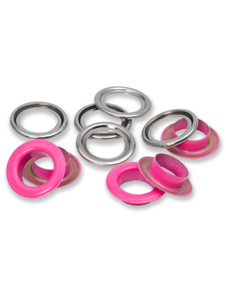 Box mit 15 Ösen mit Unterlegscheiben 14 mm - Fuchsia