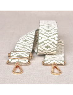 Taschenriemen mit Karabinern - Ethnisch grün