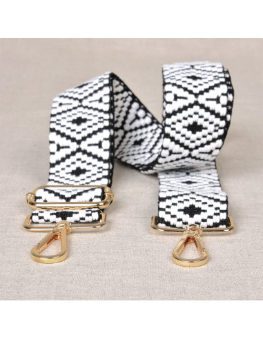 Taschenriemen mit Karabinern - Ethnisch Schwarz