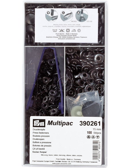 Multipack mit 100 Anorak-Druckknöpfen - Bruni 15 mm
