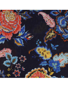 Bedruckter Jersey-Stoff - Blumen auf marineblauem Hintergrund
