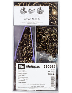 Multipack mit 100 Anorak-Druckknöpfen - Messing 15 mm