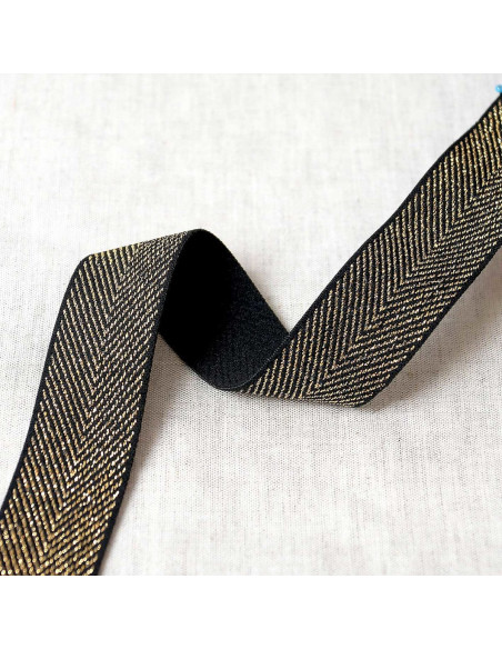 Elastisches Zickzack-Muster aus Metall - Schwarz und Gold