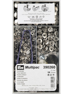 Multipack mit 100 Anorak-Druckknöpfen - Silber 15 mm