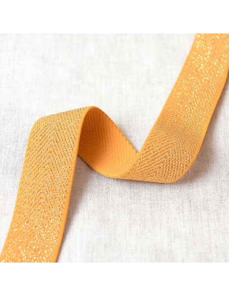 Metallisches Zickzack-Gummiband - Senfgelb und Gold