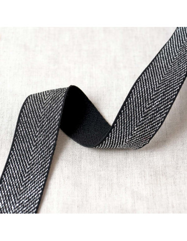 Metallisches Zickzack-Gummiband - Schwarz und Silber