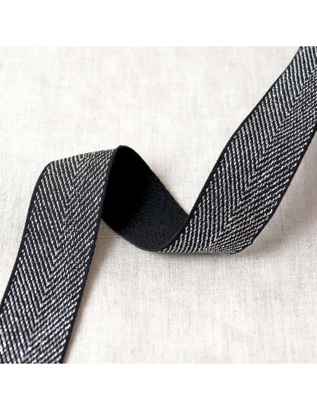 Metallisches Zickzack-Gummiband - Schwarz und Silber